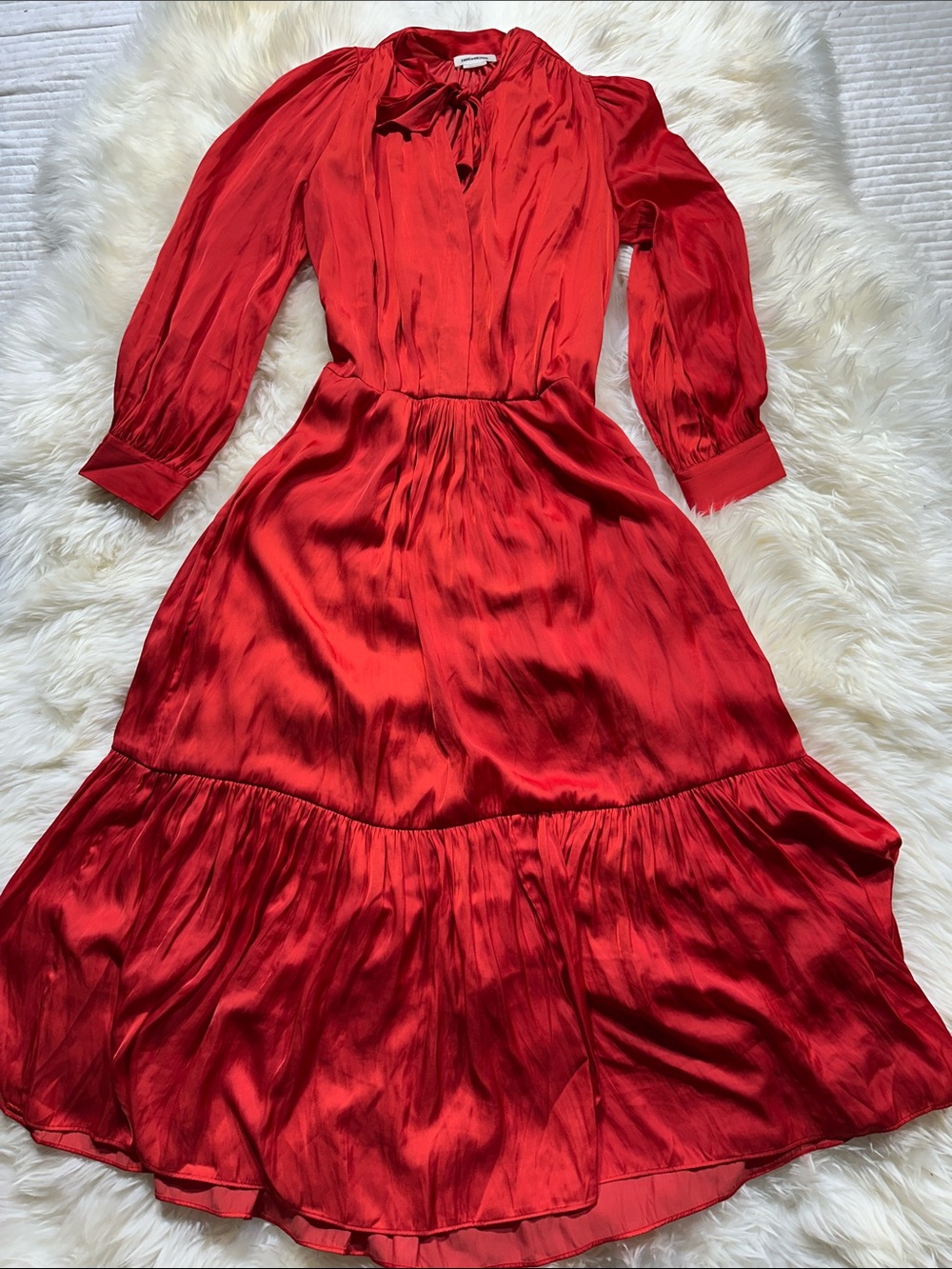 Zadig & Voltaire Coquelicot Satin Dress in Vibrant Red